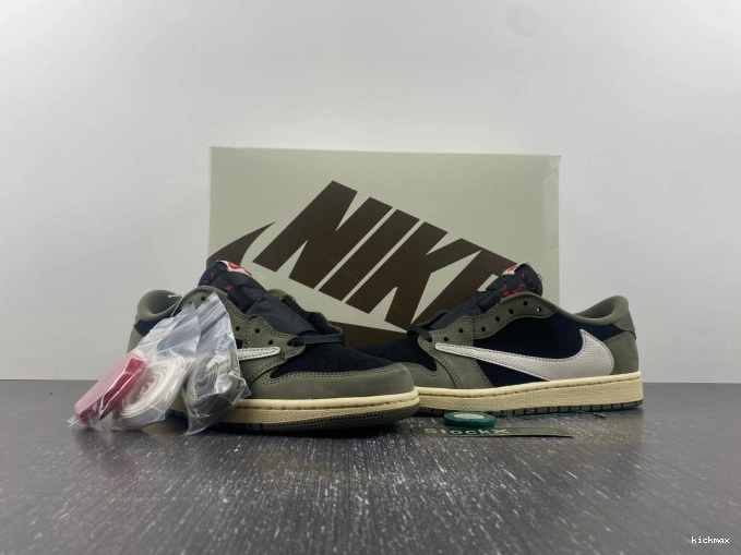 Rep OG DM7866-002 AIR 'BLACK TRAVIS JORDAN 1 X OLIVE' LOW SCOTT SP 0807